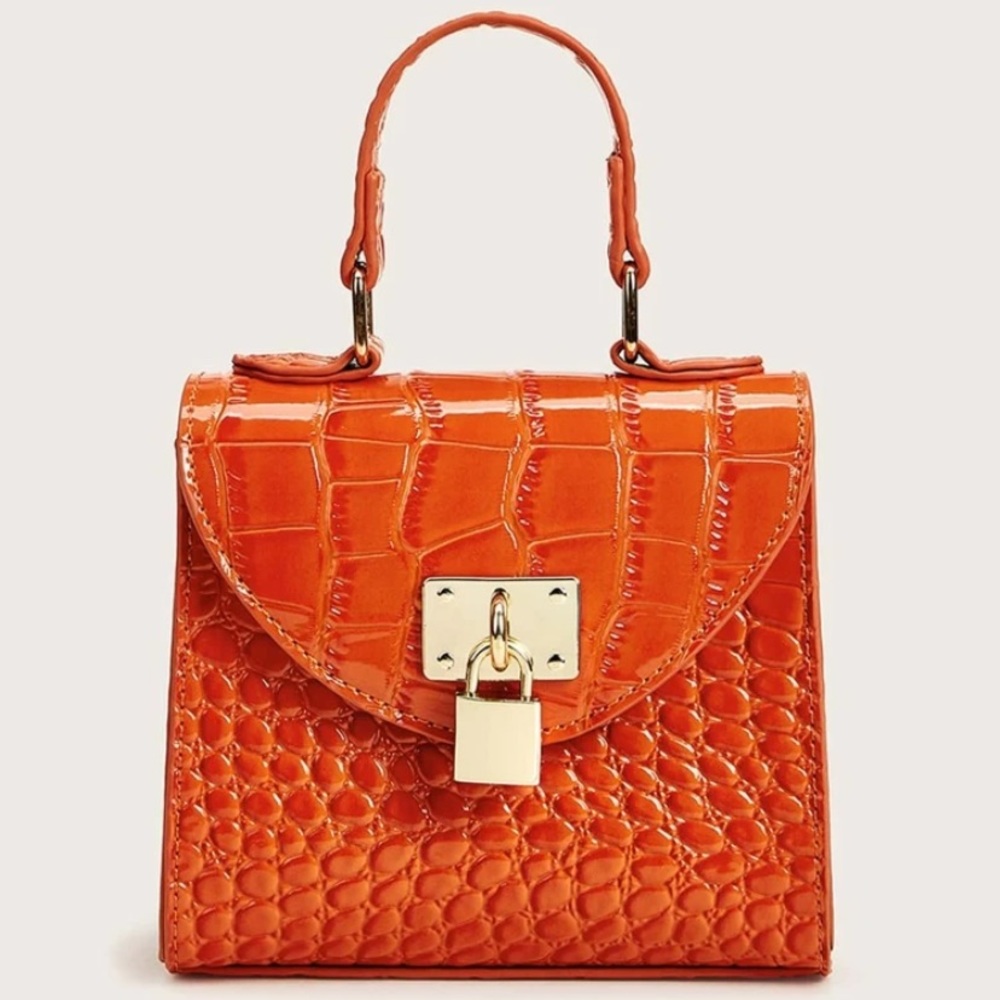 SHEIN Mini Croc Embossed Chain Satchel